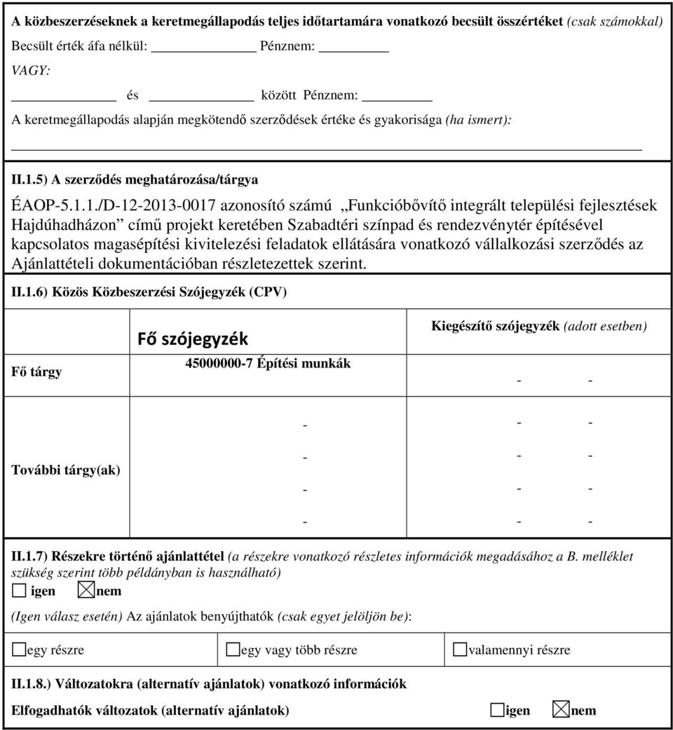 5) A szerződés meghatározása/tárgya ÉAOP-5.1.