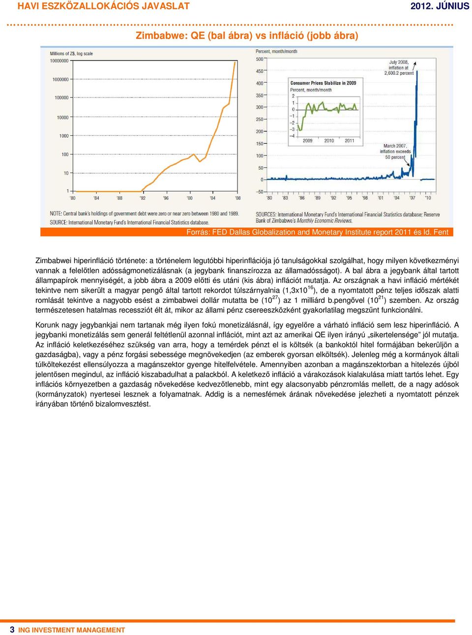 finanszírozza az államadósságot). A bal ábra a jegybank által tartott állampapírok mennyiségét, a jobb ábra a 2009 előtti és utáni (kis ábra) inflációt mutatja.