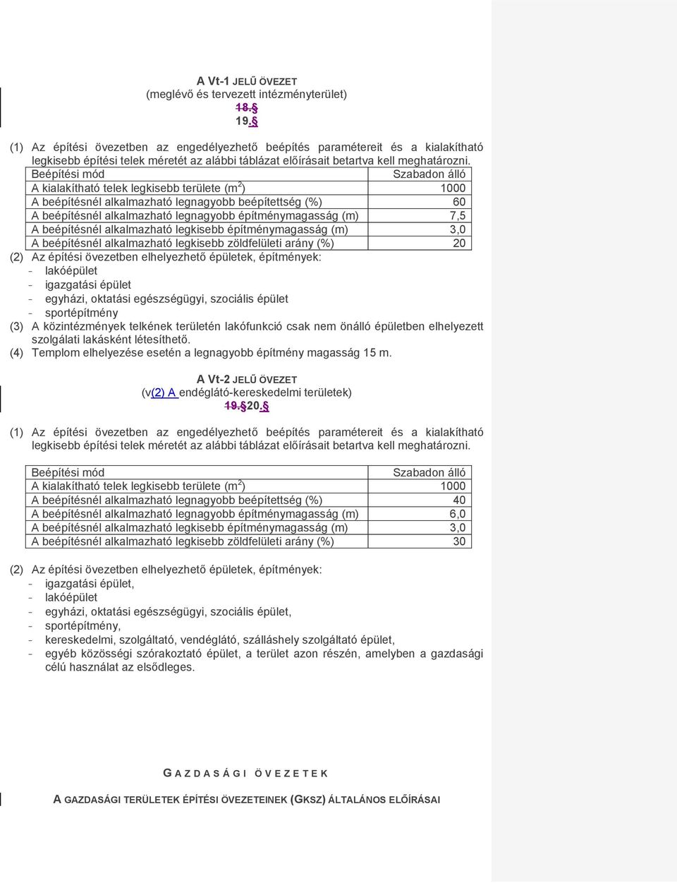 Beépítési mód Szabadon álló A kialakítható telek legkisebb területe (m 2 ) 1000 A beépítésnél alkalmazható legnagyobb beépítettség (%) 60 A beépítésnél alkalmazható legnagyobb építménymagasság (m)