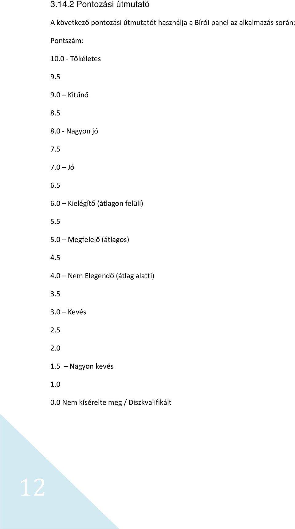 0 Jó 6.5 6.0 Kielégítő (átlagon felüli) 5.5 5.0 Megfelelő (átlagos) 4.5 4.