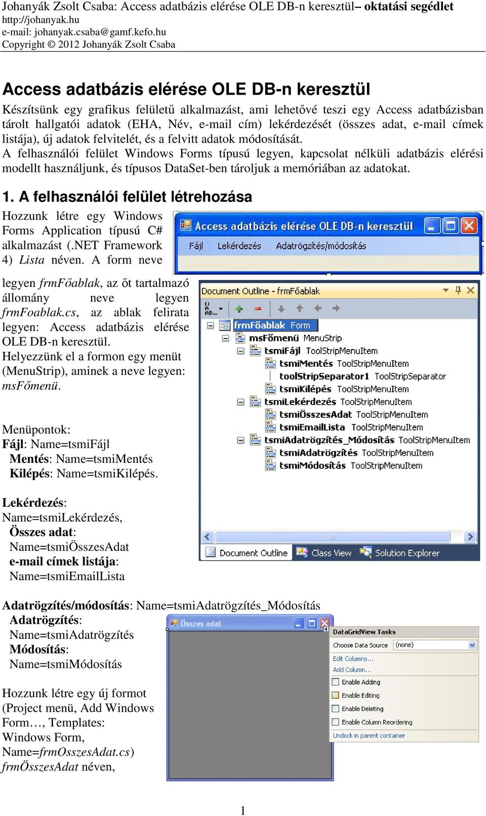 Access adatbázis elérése OLE DB-n keresztül - PDF Ingyenes letöltés