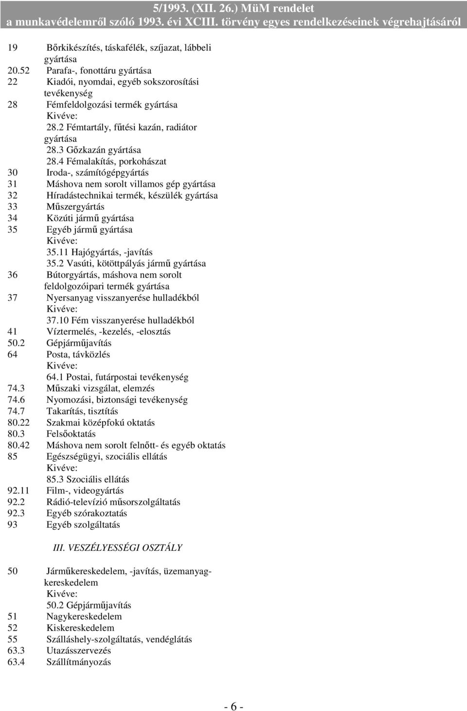 4 Fémalakítás, porkohászat 30 Iroda-, számítógépgyártás 31 Máshova nem sorolt villamos gép gyártása 32 Híradástechnikai termék, készülék gyártása 33 Mőszergyártás 34 Közúti jármő gyártása 35 Egyéb