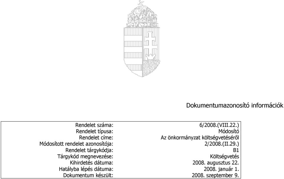 rendelet azonosítója: 2/2008.(II.29.