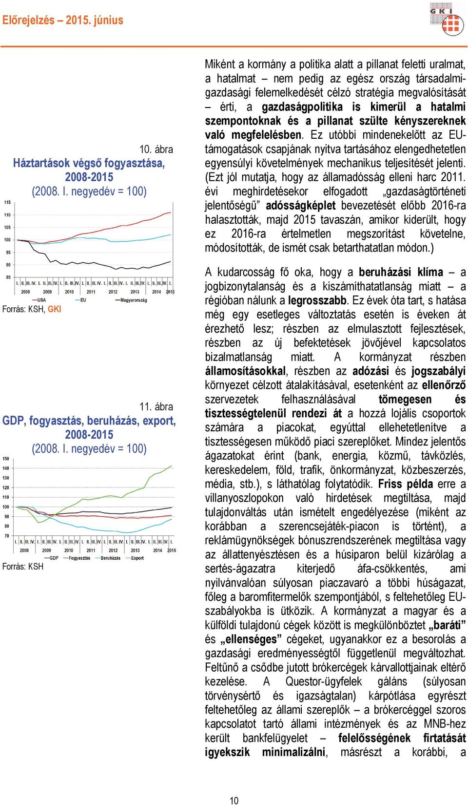 negyedév = 100) Forrás: KSH Miként a kormány a politika alatt a pillanat feletti uralmat, a hatalmat nem pedig az egész ország társadalmigazdasági felemelkedését célzó stratégia megvalósítását érti,