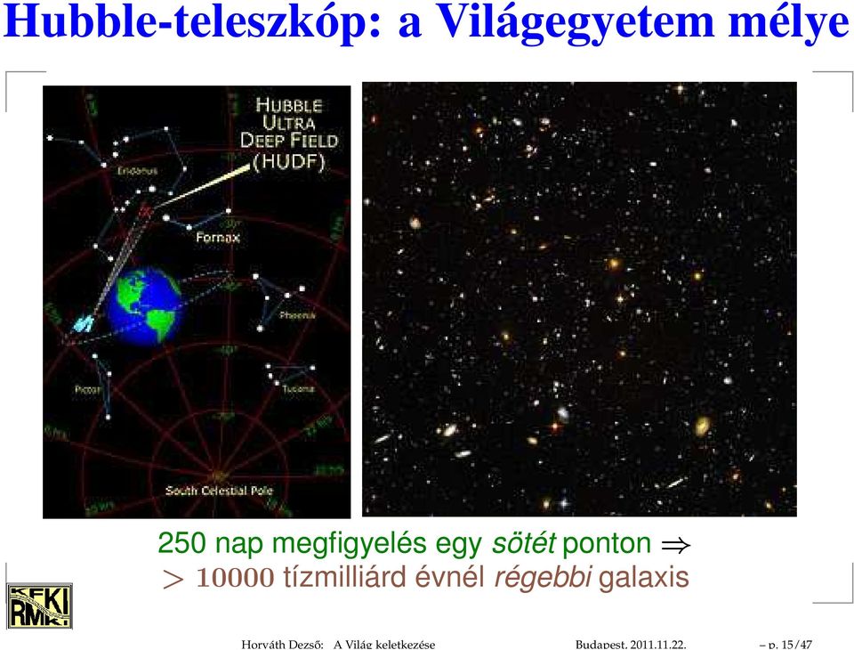 15/47 Hubble-teleszkóp: a Világegyetem mélye