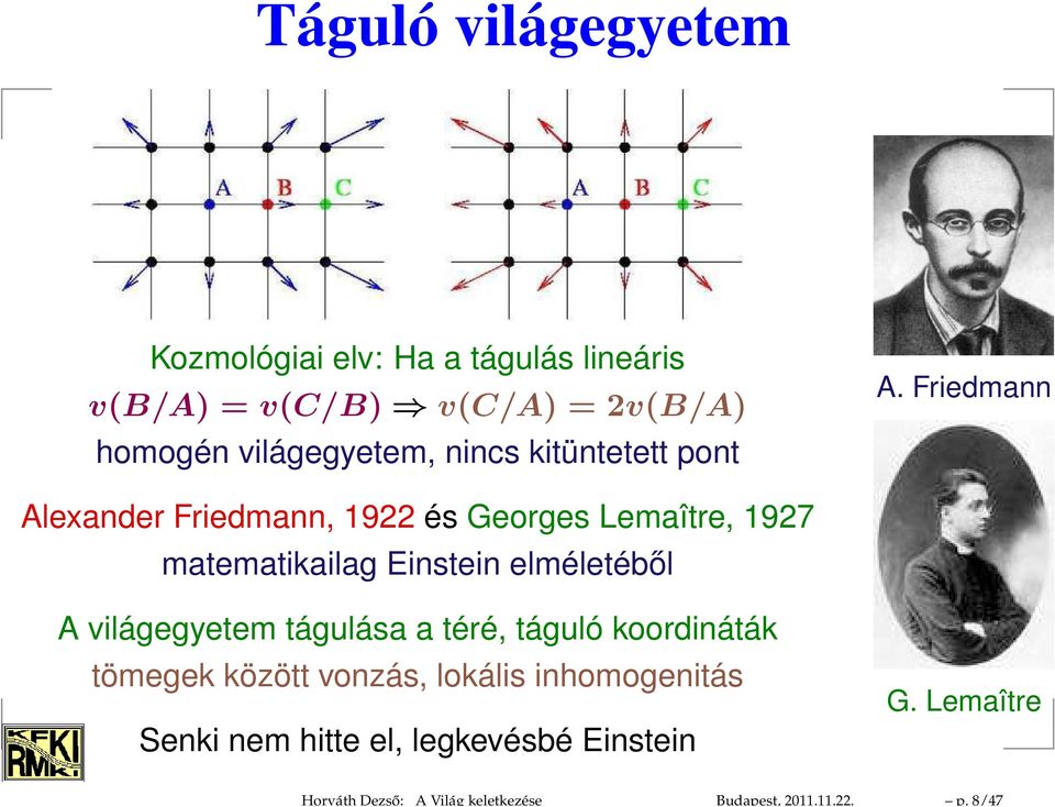 világegyetem, nincs kitüntetett pont A.