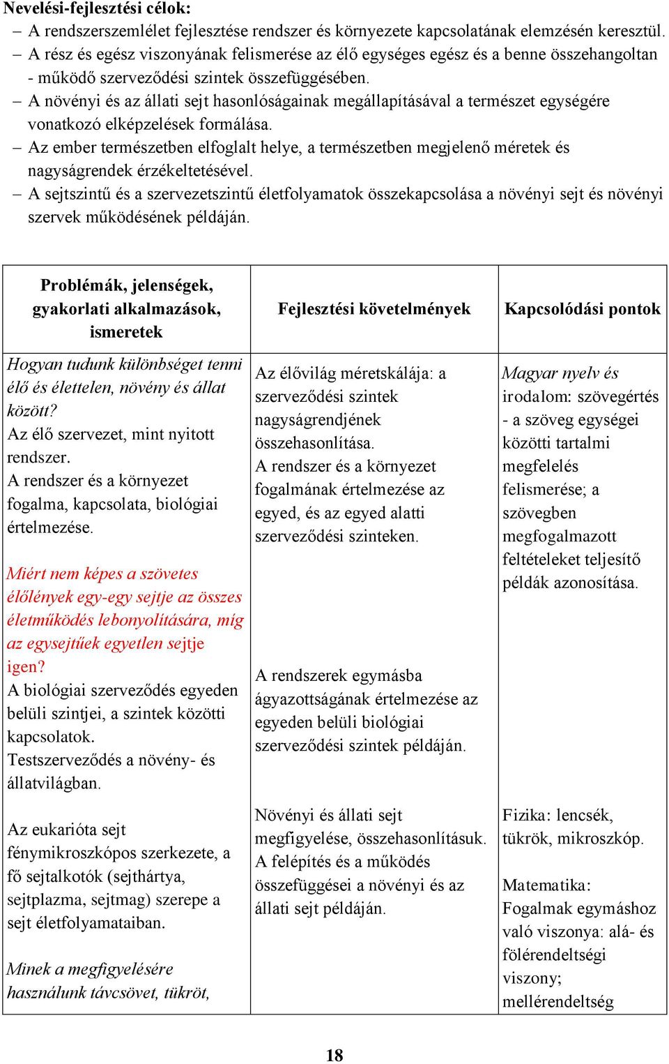 A növényi és az állati sejt hasonlóságainak megállapításával a természet egységére vonatkozó elképzelések formálása.