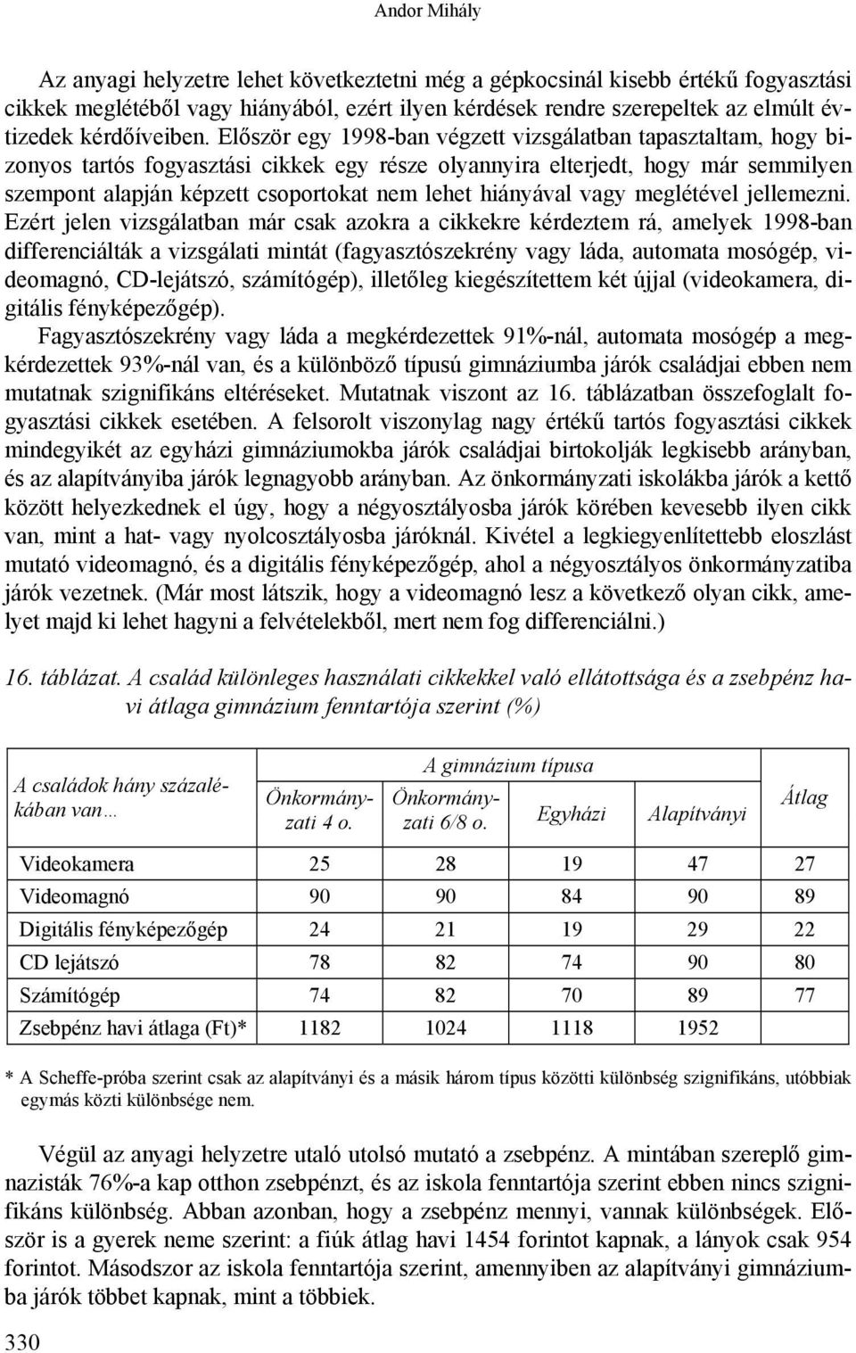 Először egy 1998-ban végzett vizsgálatban tapasztaltam, hogy bizonyos tartós fogyasztási cikkek egy része olyannyira elterjedt, hogy már semmilyen szempont alapján képzett csoportokat nem lehet