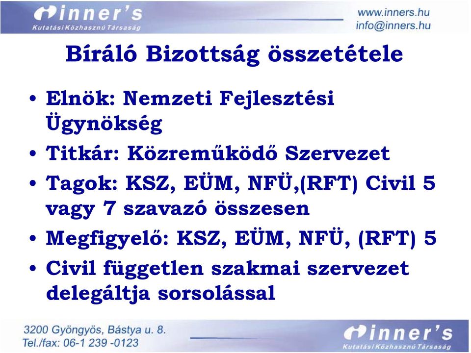 NFÜ,(RFT) Civil 5 vagy 7 szavazó összesen Megfigyelő: KSZ,
