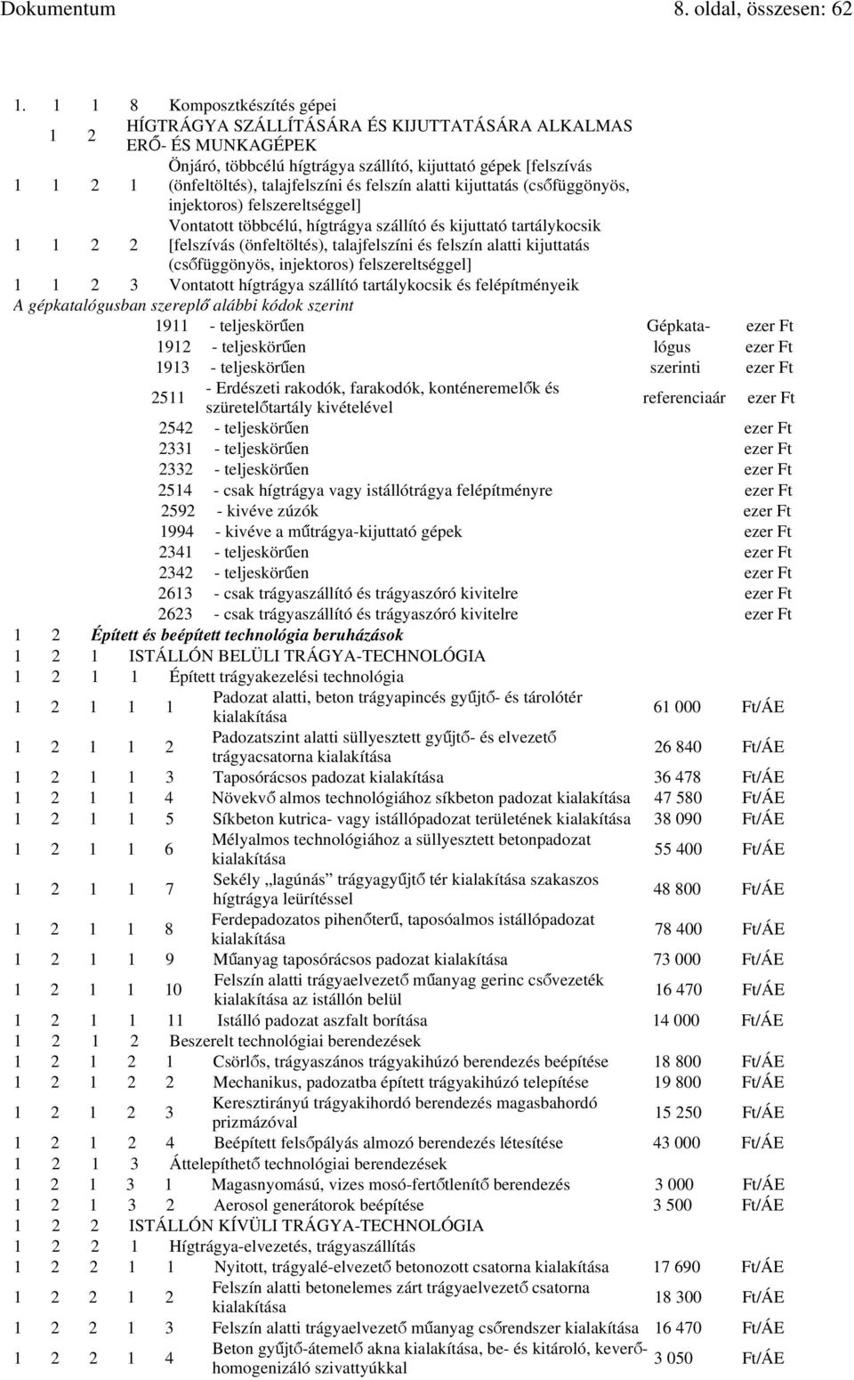 és felszín alatti kijuttatás (csőfüggönyös, injektoros) felszereltséggel] 1 1 2 2 Vontatott többcélú, hígtrágya szállító és kijuttató tartálykocsik [felszívás (önfeltöltés), talajfelszíni és felszín