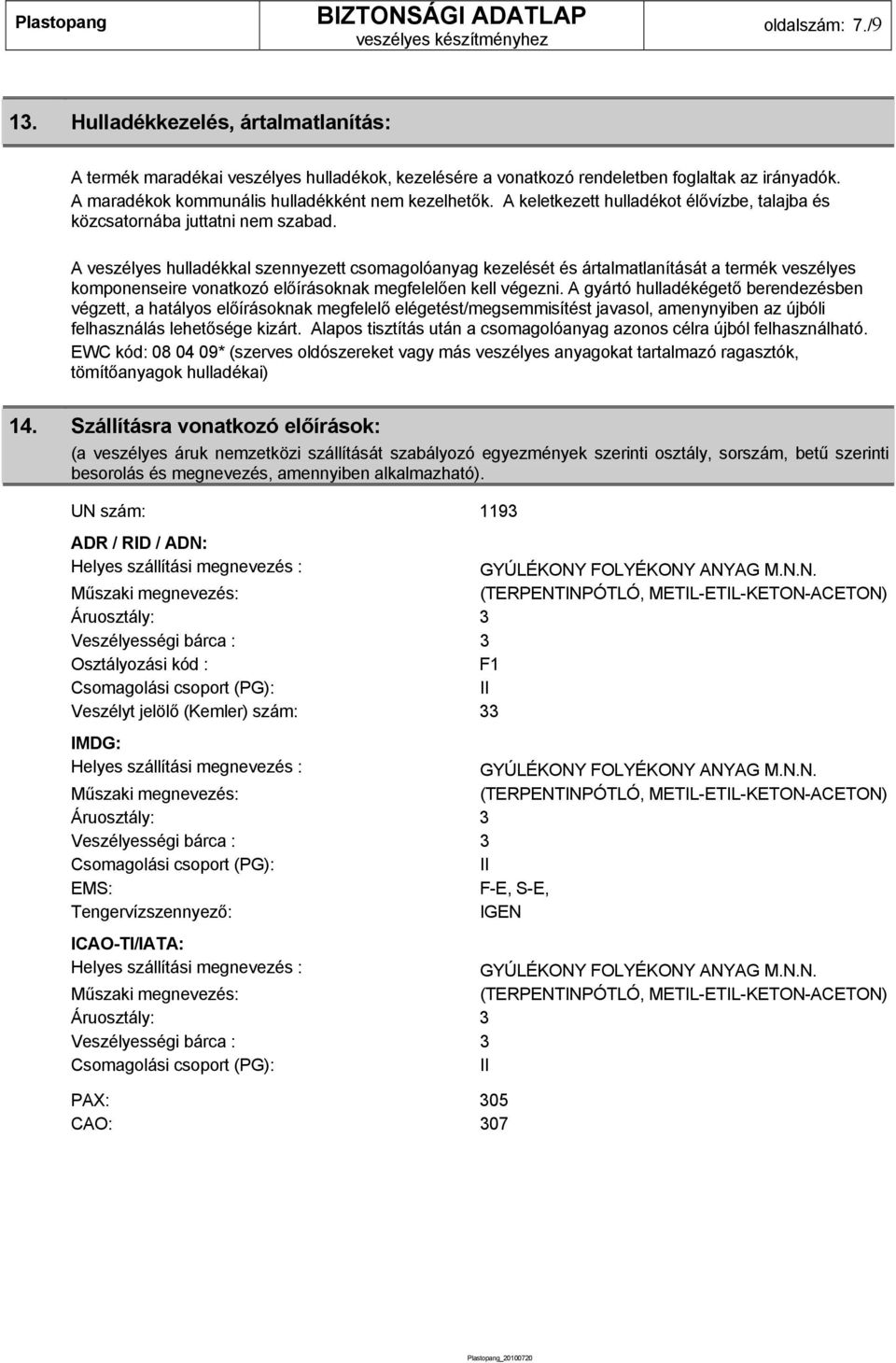 A veszélyes hulladékkal szennyezett csomagolóanyag kezelését és ártalmatlanítását a termék veszélyes komponenseire vonatkozó előírásoknak megfelelően kell végezni.