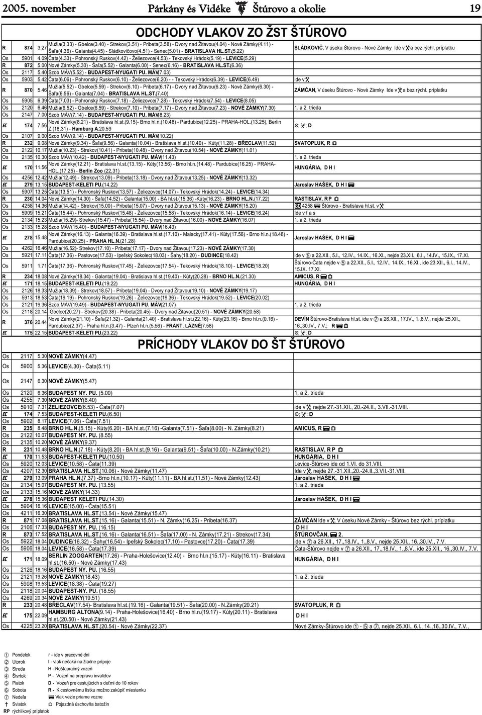 53) - Tekovský Hrádok(5.19) - LEVICE(5.29) R 872 5.00 Nové Zámky(5.30) - Ša a(5.52) - Galanta(6.00) - Senec(6.16) - BRATISLAVA HL.ST.(6.36) Os 2117 5.40 Szob MÁV(5.52) - BUDAPEST-NYUGATI PU. MÁV(7.