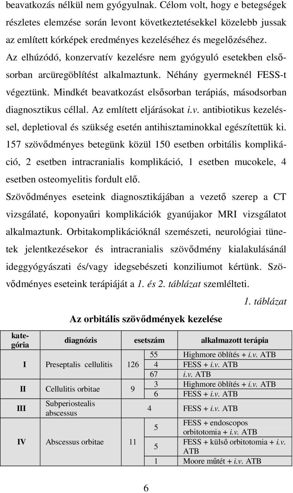 Mindkét beavatkozást elsısorban terápiás, másodsorban diagnosztikus céllal. Az említett eljárásokat i.v. antibiotikus kezeléssel, depletioval és szükség esetén antihisztaminokkal egészítettük ki.