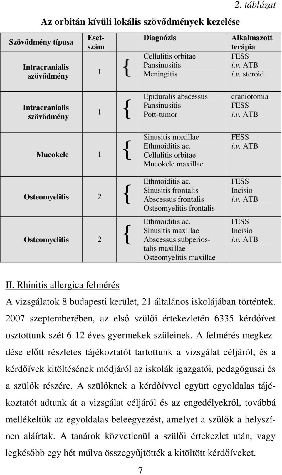 Cellulitis orbitae Mucokele maxillae Osteomyelitis 2 { Ethmoiditis ac. Sinusitis frontalis Abscessus frontalis Osteomyelitis frontalis Osteomyelitis 2 { Ethmoiditis ac.