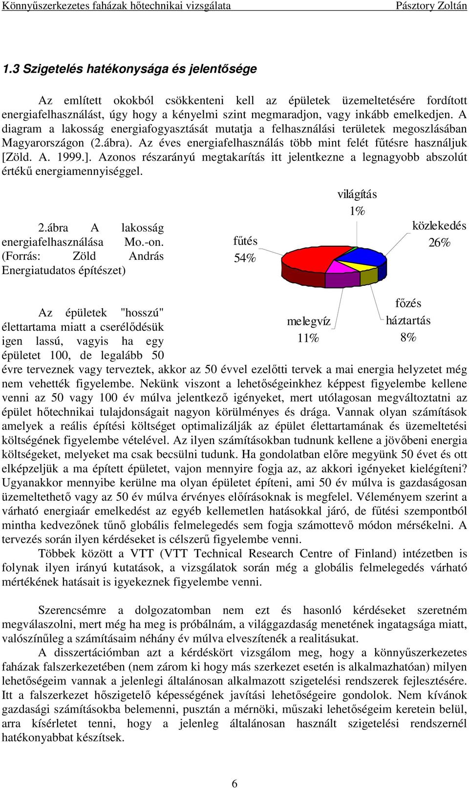 ]. Azonos részarányú megtakarítás itt jelentkezne a legnagyobb abszolút értékő energiamennyiséggel. 2.ábra A lakosság energiafelhasználása Mo.-on.