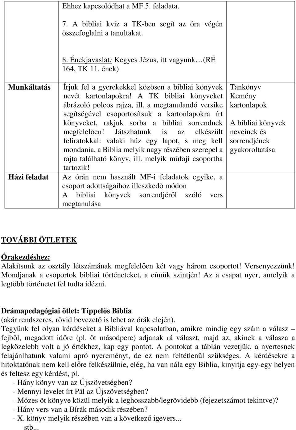 2. AZ ISTEN ÁLTAL ADOTT KÖNYVTÁR: A BIBLIA Gyülekezeti óraszám: 1. Egyházi  iskolák óraszáma: 1. - PDF Ingyenes letöltés