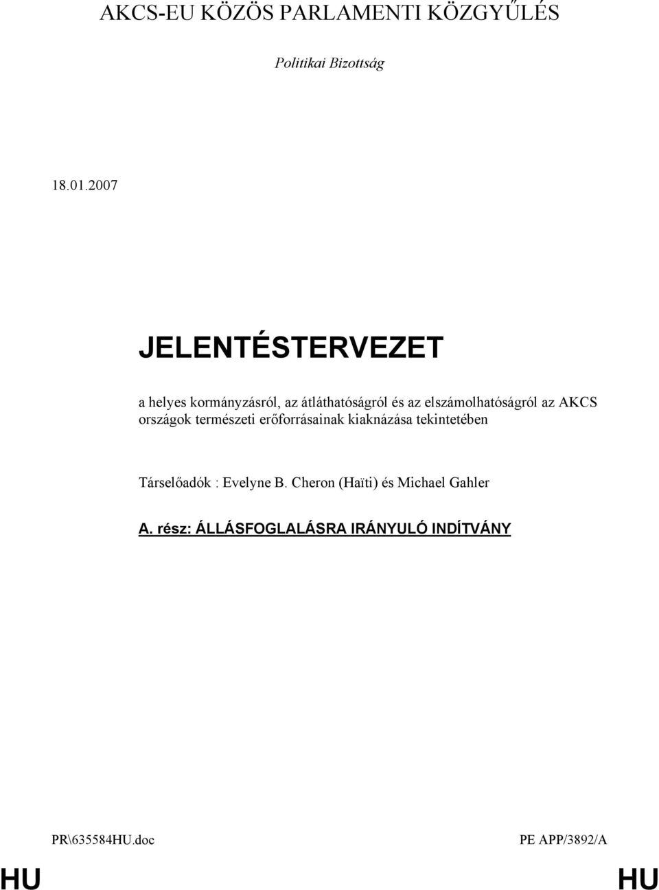 elszámolhatóságról az AKCS országok természeti erőforrásainak kiaknázása tekintetében