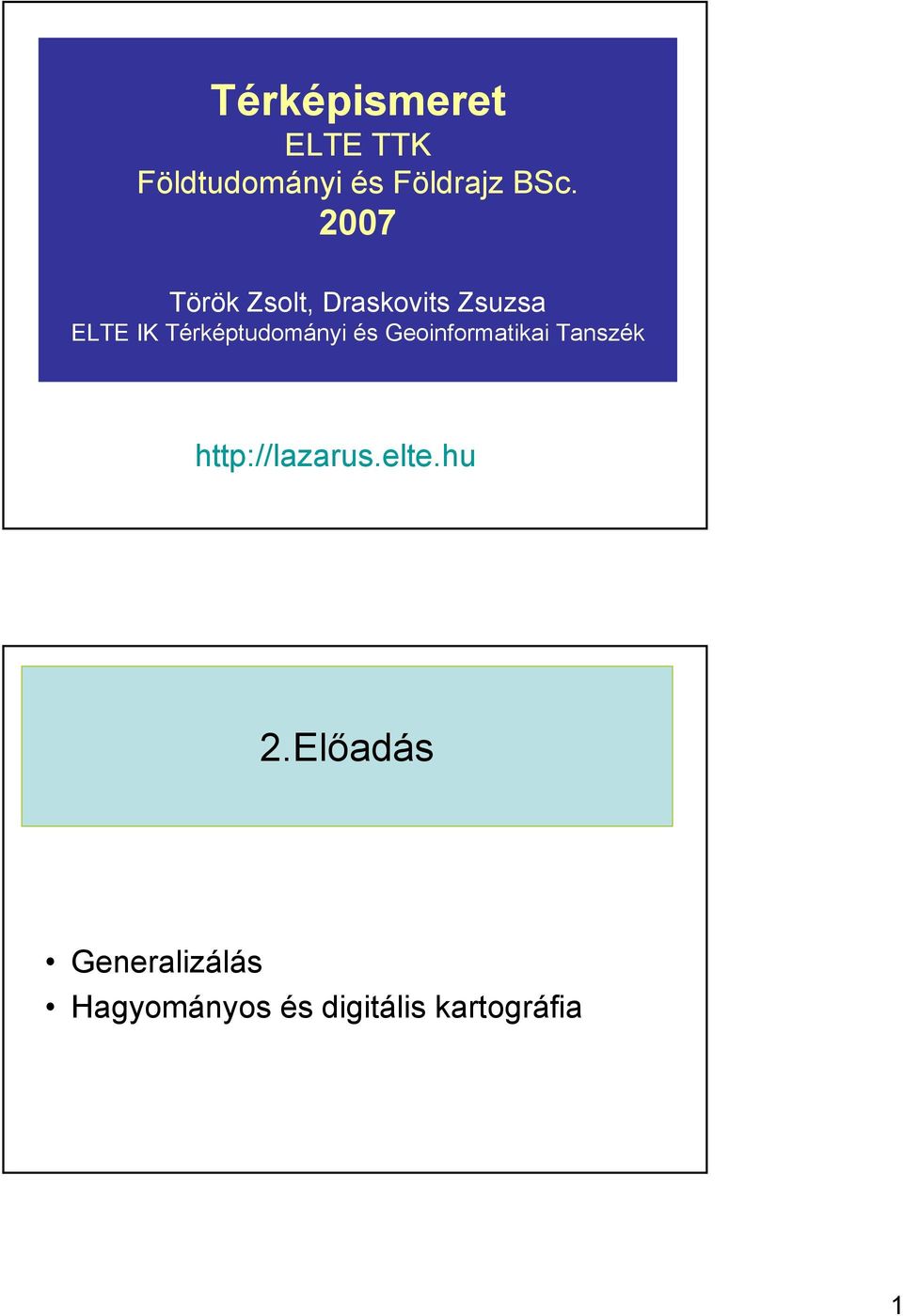 Térképtudományi és Geoinformatikai Tanszék