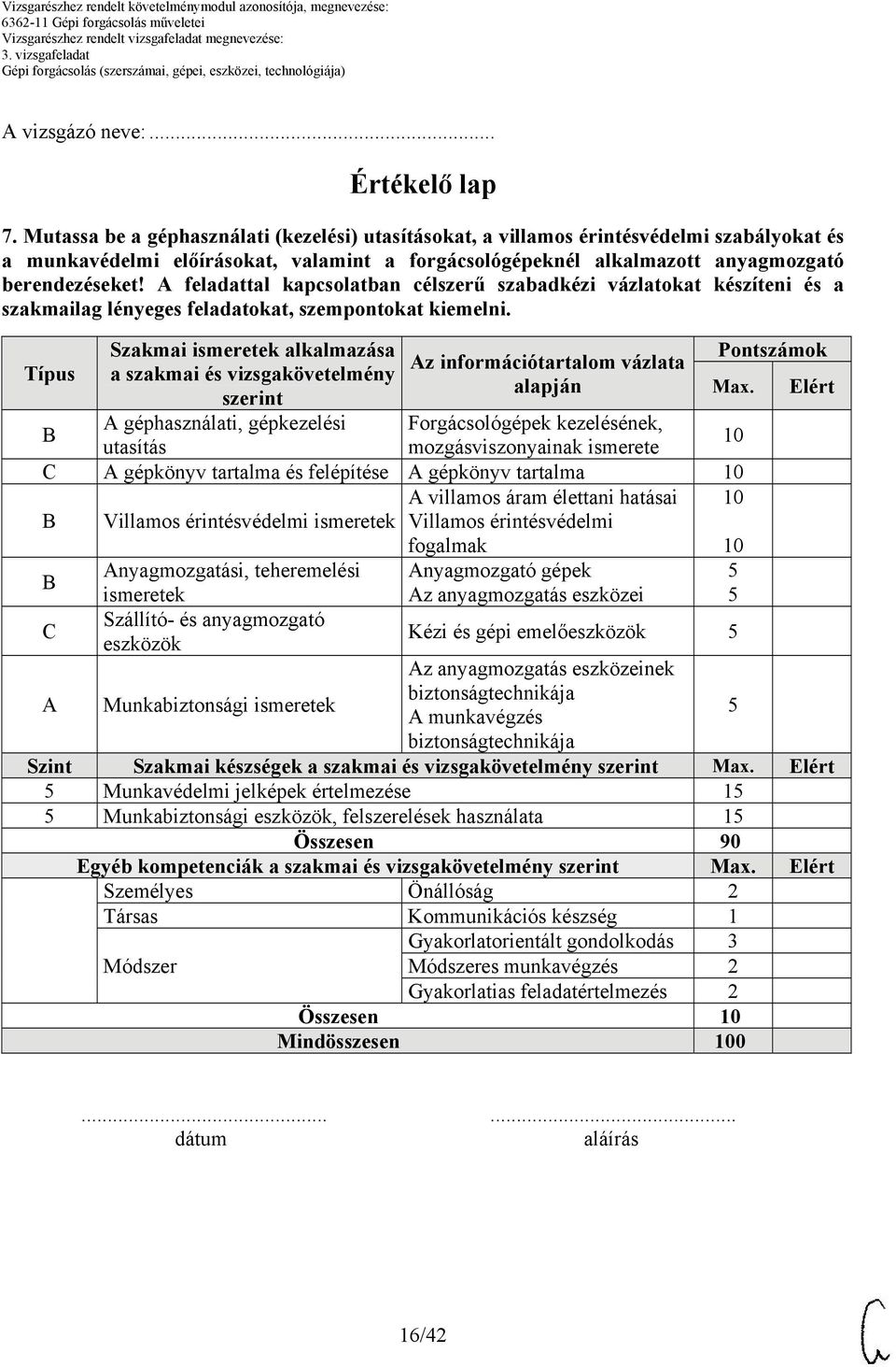 A feladattal kapcsolatban célszerű szabadkézi vázlatokat készíteni és a szakmailag lényeges feladatokat, szempontokat kiemelni.