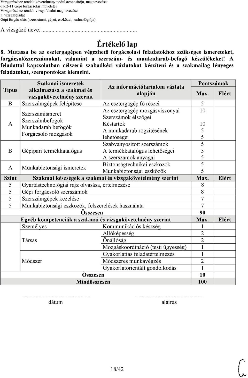 A feladattal kapcsolatban célszerű szabadkézi vázlatokat készíteni és a szakmailag lényeges feladatokat, szempontokat kiemelni.