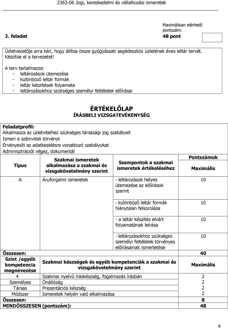 A terv tartalmazza: - leltározások ütemezése - különbözı leltár formák - leltár készítések folyamata - leltározásokhoz szükséges személyi feltételek elıírásai Alkalmazza az üzletvitelhez szükséges