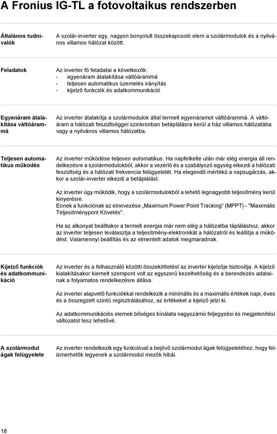 Az inverter átalakítja a szolármodulok által termelt egyenáramot váltóárammá.