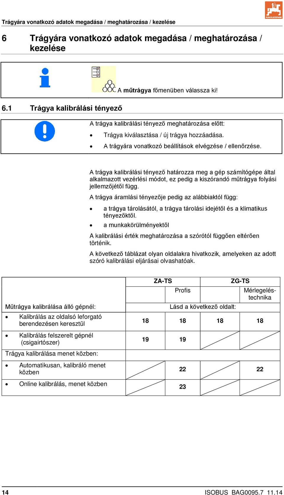 A trágya kalibrálási tényező határozza meg a gép számítógépe által alkalmazott vezérlési módot, ez pedig a kiszórandó műtrágya folyási jellemzőjétől függ.