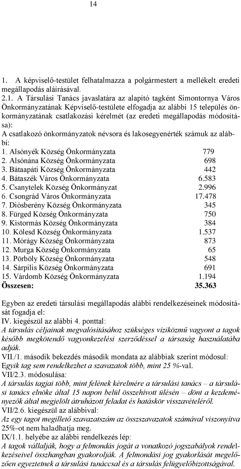 alábbi: 1. Alsónyék Község Önkormányzata 779 2. Alsónána Község Önkormányzata 698 3. Bátaapáti Község Önkormányzata 442 4. Bátaszék Város Önkormányzata 6.583 5. Csanytelek Község Önkormányzat 2.996 6.