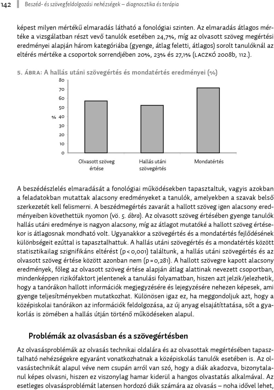 az eltérés mértéke a csoportok sorrendjében 20%, 23% és 27,1% (Laczkó 2008b, 112.). 5.