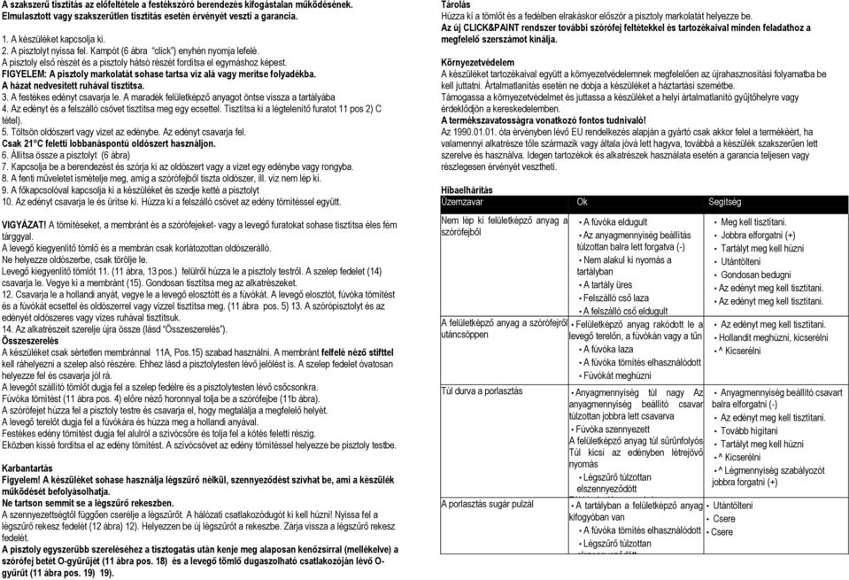 FIGYELEM: A pisztoly markolatát sohase tartsa víz alá vagy merítse folyadékba. A házat nedvesített ruhával tisztítsa. 3. A festékes edényt csavarja le.