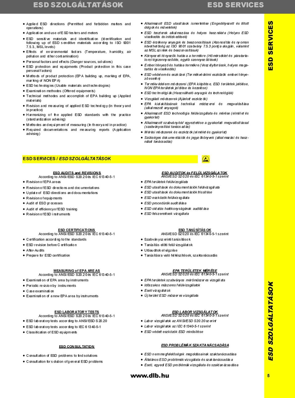 , MSL levels) Effects of en vironmental fact ors (Temperature, h umidit y, air pollution and ot her cont amination) Personal factors and eff ects (Danger sources, sol utions) ESD protection and eq