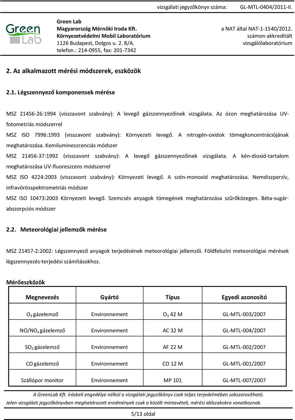 Kemilumineszcenciás módszer MSZ 21456-37:1992 (visszavont szabvány): A levegő gázszennyezőinek vizsgálata.