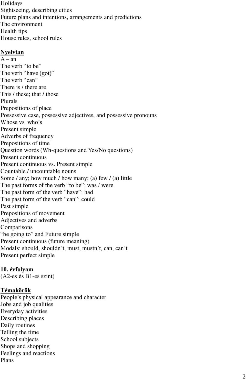 who s Present simple Adverbs of frequency Prepositions of time Question words (Wh-questions and Yes/No questions) Present continuous Present continuous vs.