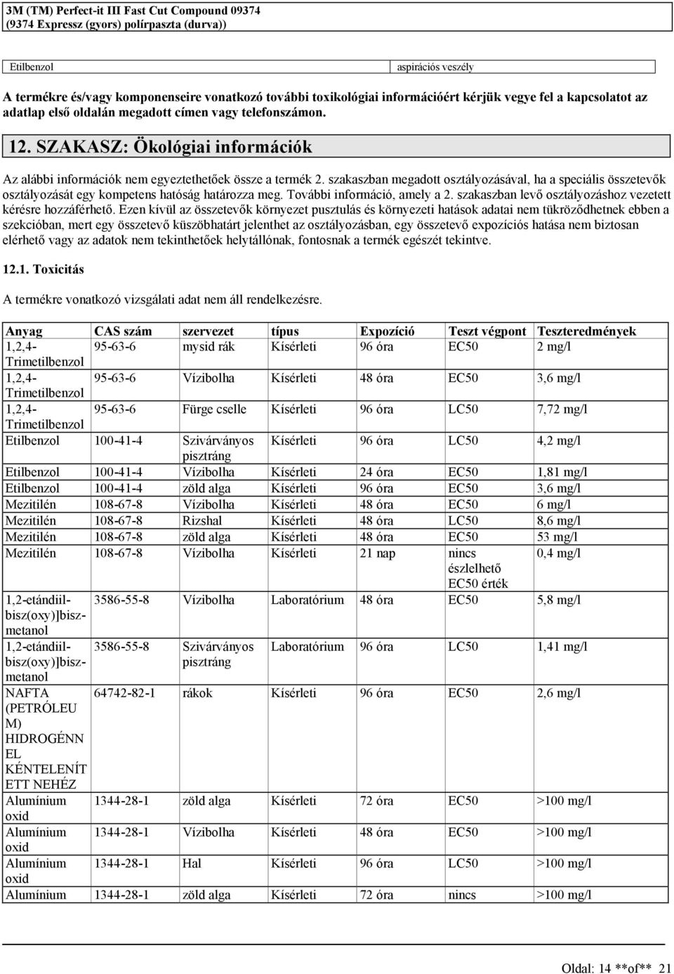 zakazban megadott oztályozáával, ha a peciáli özetevők oztályozáát egy kompeten hatóág határozza meg. További információ, amely a 2. zakazban levő oztályozához vezetett kérére hozzáférhető.