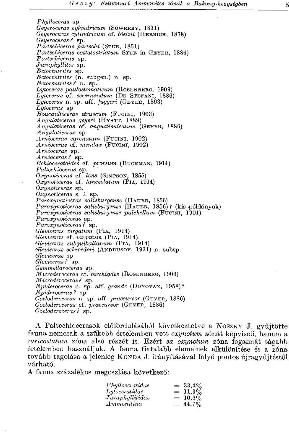 fuggeri (GEYER, 1893) Lytoceras sp. Boucaulticeras etruscum (FUCINI, 1903) Angulaticeras geyeri (HYATT, 1889) Angulaticeras cf. angustisulcatum (GEYER, 1886) Angulaticeras sp.