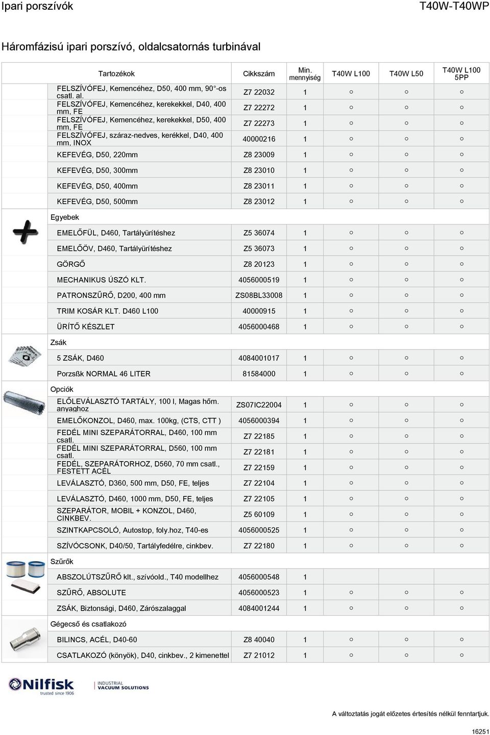 22273 1 40000216 1 KEFEVÉG, D50, 220mm Z8 23009 1 KEFEVÉG, D50, 300mm Z8 23010 1 KEFEVÉG, D50, 400mm Z8 23011 1 KEFEVÉG, D50, 500mm Z8 23012 1 Egyebek EMELŐFÜL, D460, Tartályürítéshez Z5 36074 1