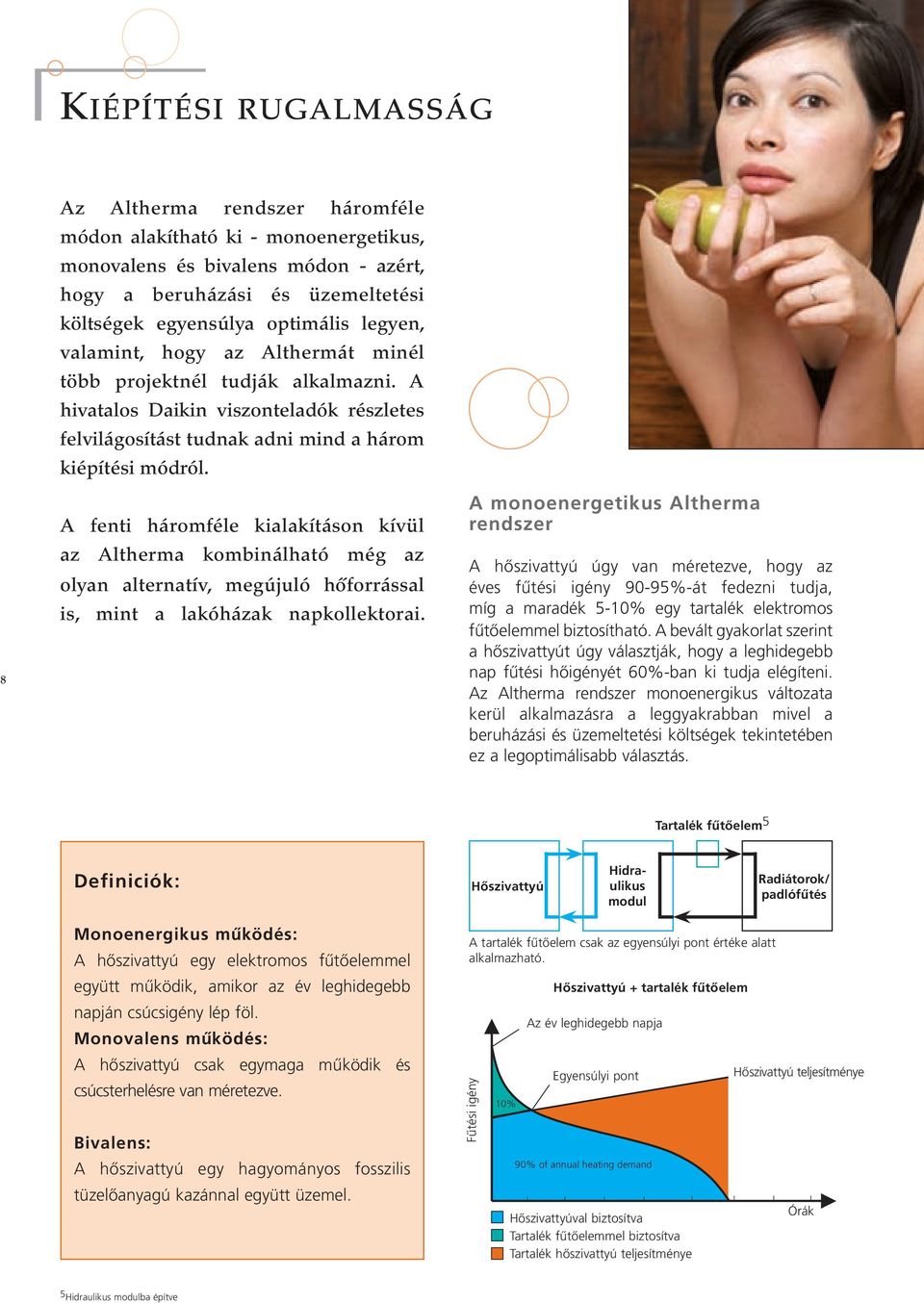 8 A fenti háromféle kialakításon kívül az Altherma kombinálható még az olyan alternatív, megújuló hőforrással is, mint a lakóházak napkollektorai.