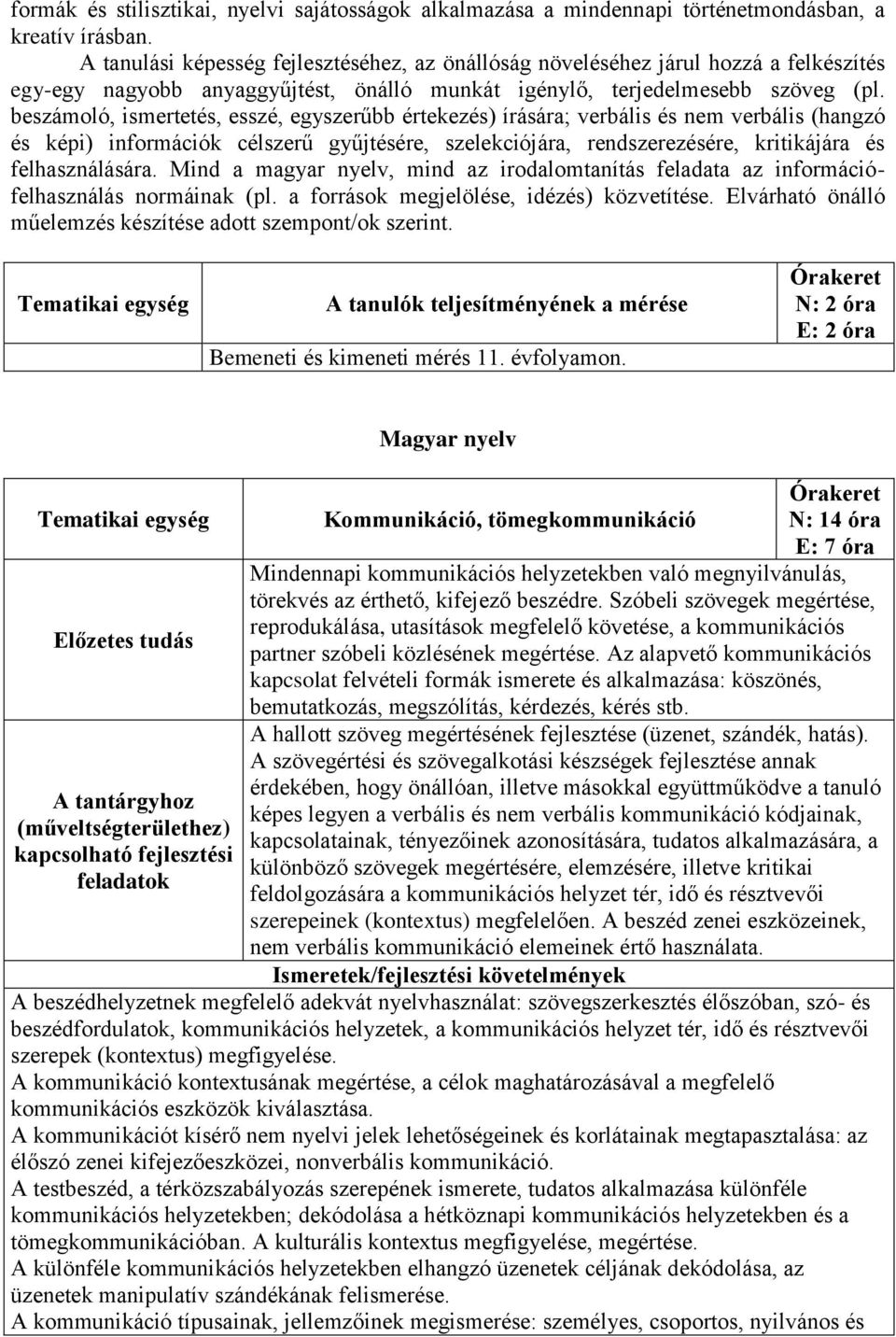 beszámoló, ismertetés, esszé, egyszerűbb értekezés) írására; verbális és nem verbális (hangzó és képi) információk célszerű gyűjtésére, szelekciójára, rendszerezésére, kritikájára és felhasználására.