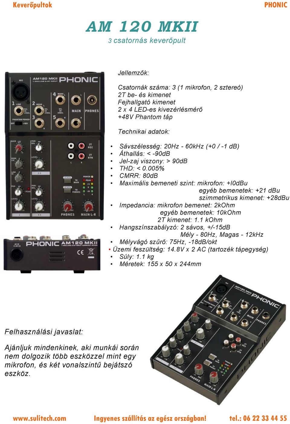 AM 120 MKII. Ingyenes szállítás az egész országban! tel.: Felhasználási  javaslat: - PDF Ingyenes letöltés