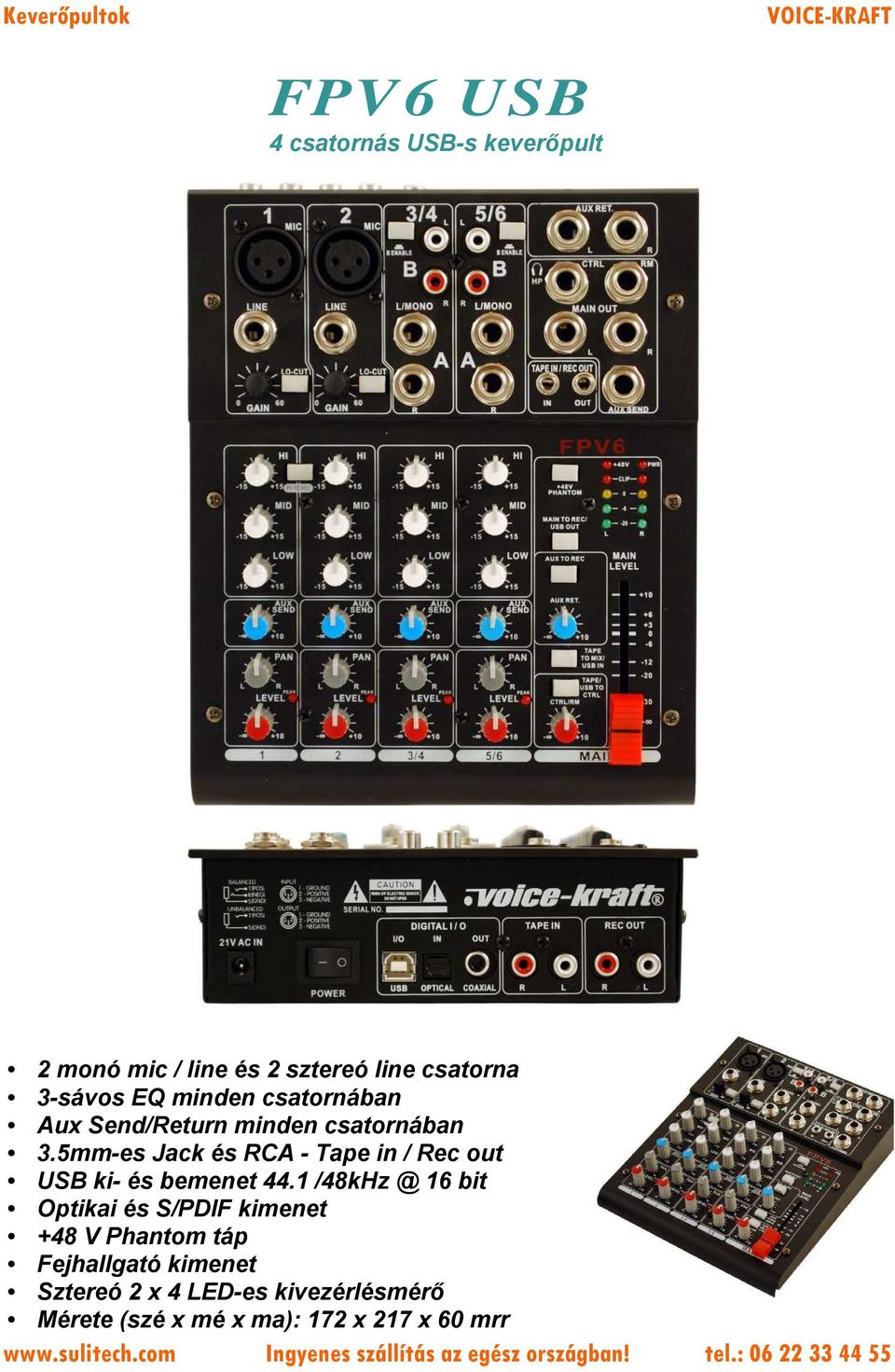 5mm-es Jack és RCA - Tape in / Rec out USB ki- és bemenet 44.