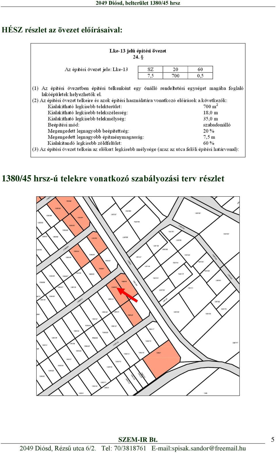 hrsz-ú telekre vonatkozó