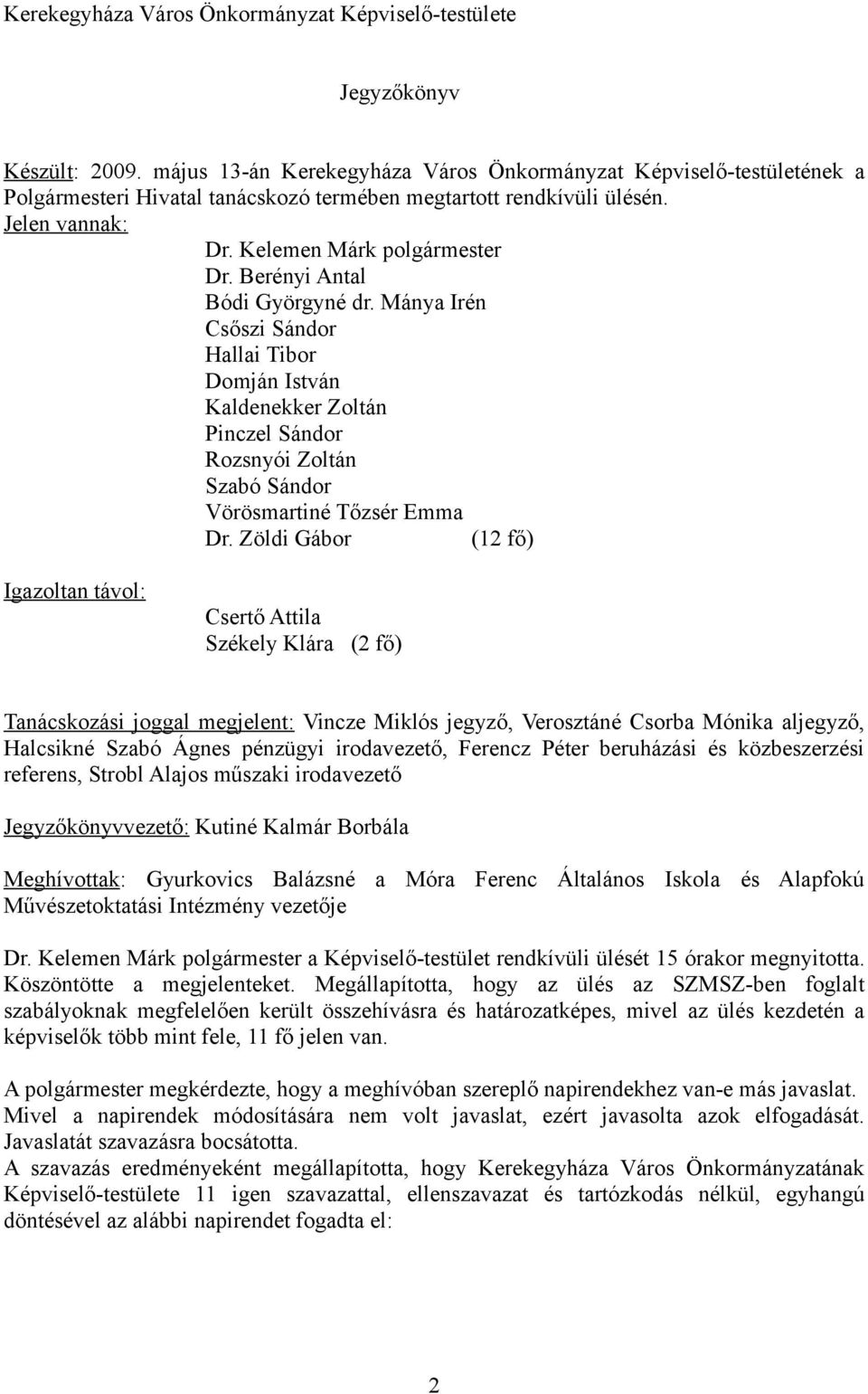 Berényi Antal Bódi Györgyné dr. Mánya Irén Csőszi Sándor Hallai Tibor Domján István Kaldenekker Zoltán Pinczel Sándor Rozsnyói Zoltán Szabó Sándor Vörösmartiné Tőzsér Emma Dr.