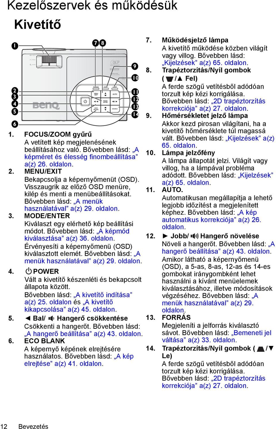 MODE/ENTER Kiválaszt egy elérhető kép beállítási módot. Bővebben lásd: A képmód kiválasztása a(z) 36. oldalon. Érvényesíti a képernyőmenü (OSD) kiválasztott elemét.