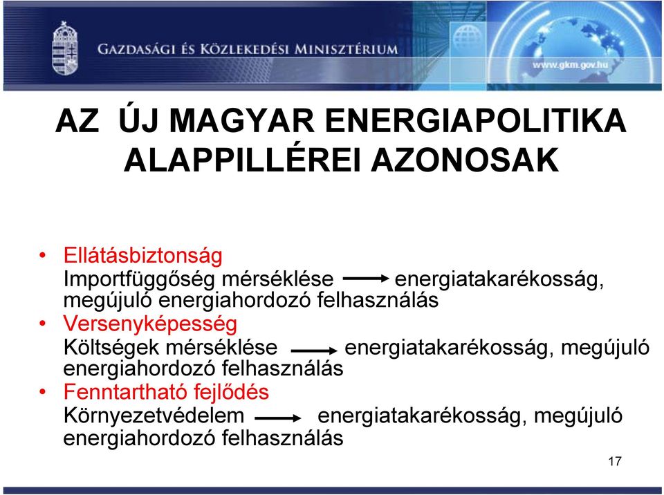 Költségek mérséklése energiatakarékosság, megújuló energiahordozó felhasználás