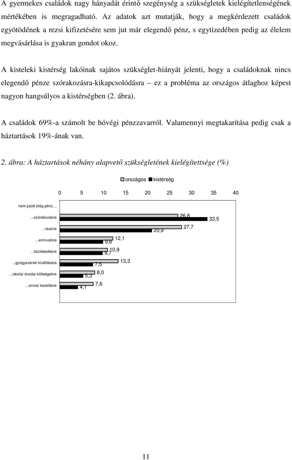 A kisteleki kistérség lakóinak sajátos szükséglet-hiányát jelenti, hogy a családoknak nincs elegendő pénze szórakozásra-kikapcsolódásra ez a probléma az országos átlaghoz képest nagyon hangsúlyos a