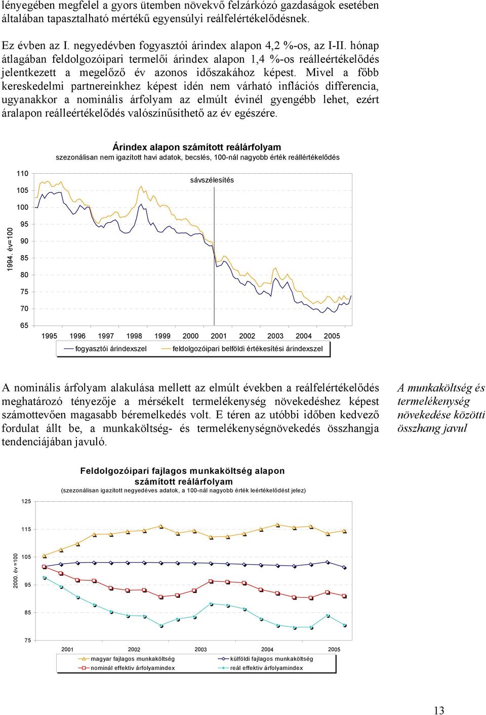 Mivel a főbb kereskedelmi partnereinkhez képest idén nem várható inflációs differencia, ugyanakkor a nominális árfolyam az elmúlt évinél gyengébb lehet, ezért áralapon reálleértékelődés