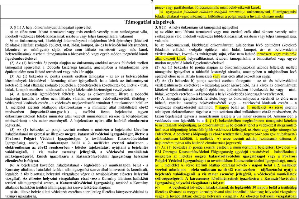 létesítményt, közművet és műtárgyait) sújtó, előre nem látható természeti vagy más károk helyreállításának részbeni támogatására a biztosításból vagy egyéb módon megtérülő károk figyelembevételével.