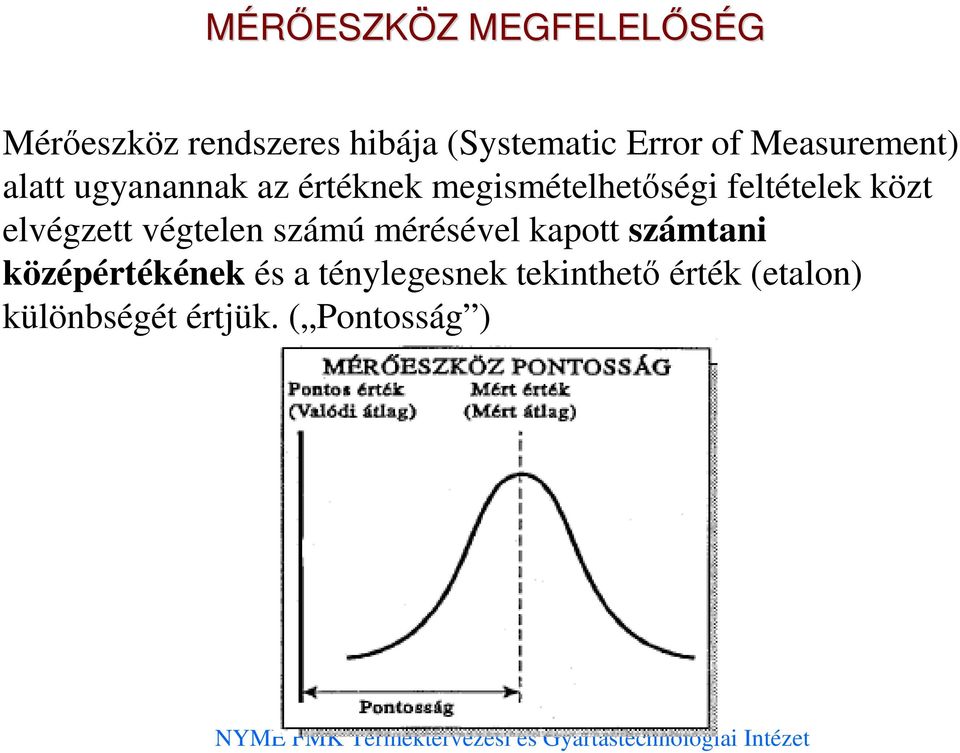 elvégzett végtelen számú mérésével kapott számtani középértékének