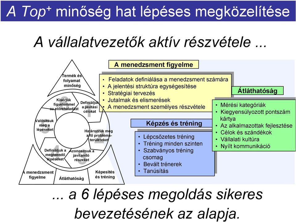 Azonosítsuk 3 a javítandó részeket Átláthatóság Határozzuk meg a fő problématerületeket A menedzsment figyelme Feladatok Feladatok definiálása definiálása a a menedzsment menedzsment számára számára