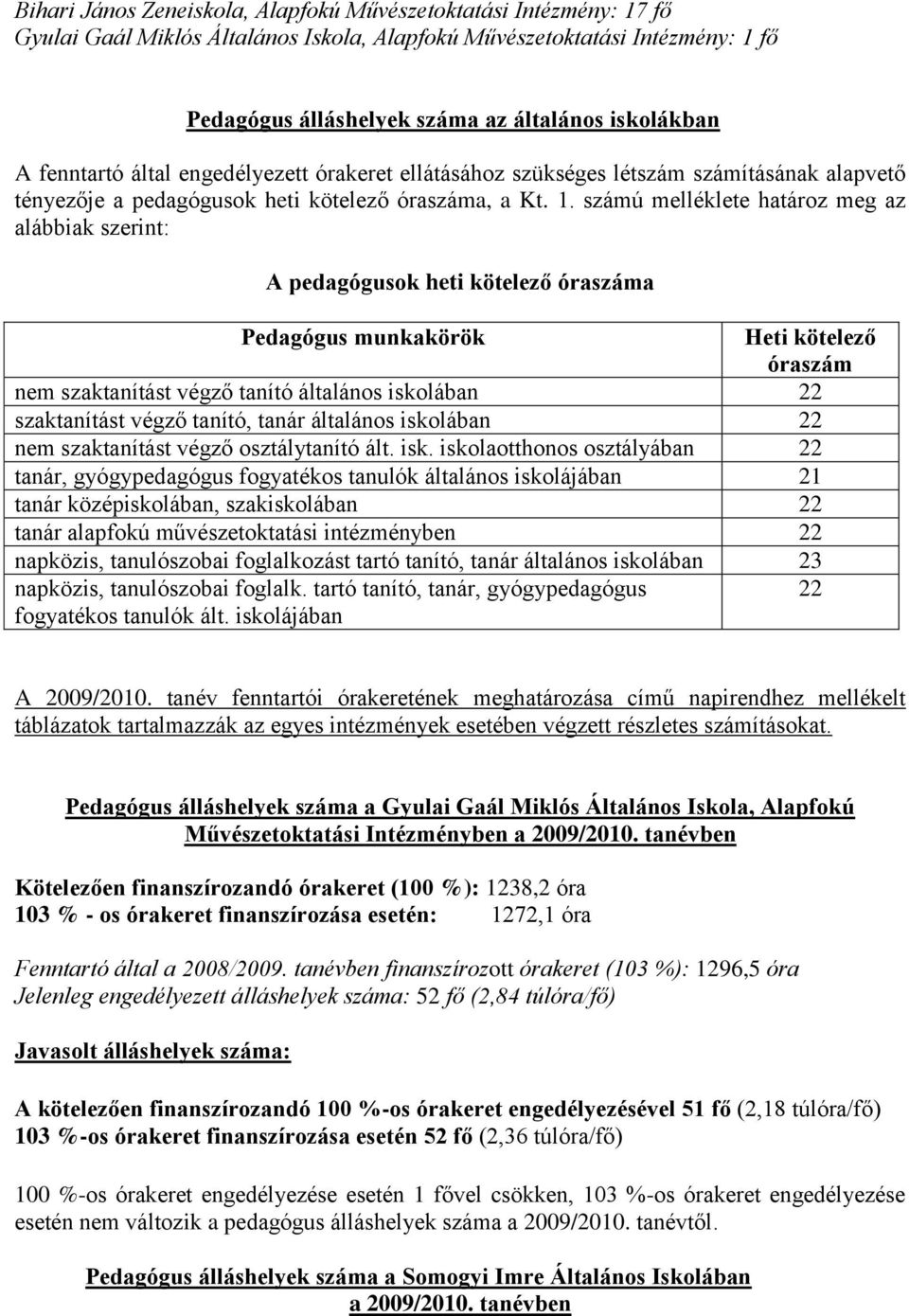 számú melléklete határoz meg az alábbiak szerint: A pedagógusok heti kötelező óraszáma Pedagógus munkakörök Heti kötelező óraszám nem szaktanítást végző tanító általános iskolában 22 szaktanítást